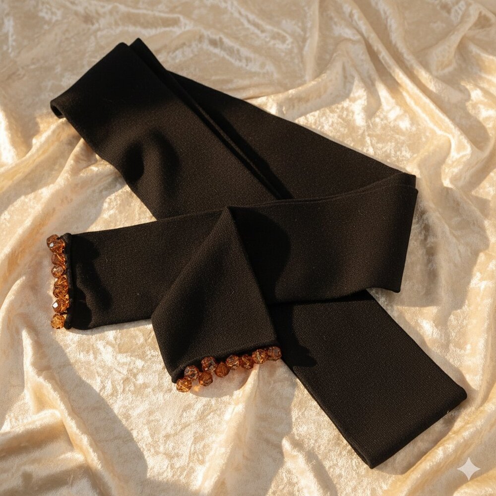 Burberry London Scarf Beaded Black OS - Picture 2 of 6